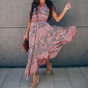 Intimately Free People Gabriela Dress Floral Patchwork Ruffle Spring Size XS